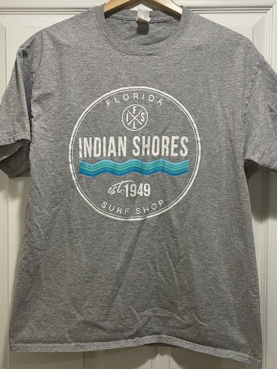 Unbranded Other - Indian Shores Florida T-Shirt Men's Size L Heather Gray Surf Shop Summer Tee